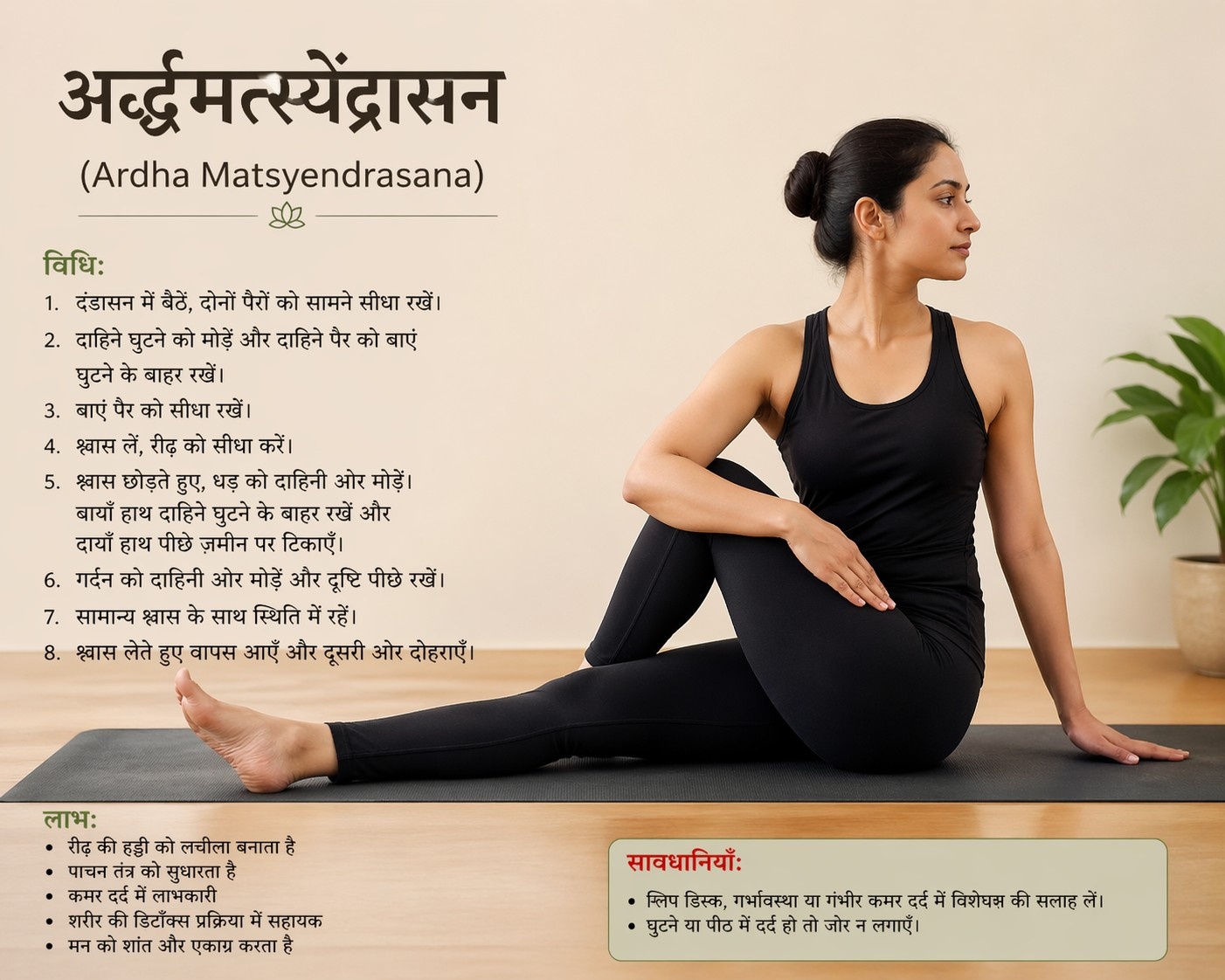 अर्द्धमत्स्येंद्रासन का अर्थ – विधि, लाभ और सावधानियां